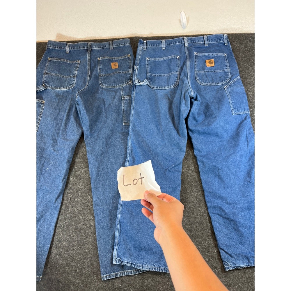 Lot of 2 Carhartt B13 DPS Loose Fit Carpenter Dungaree Jeans Blue Denim Workwear